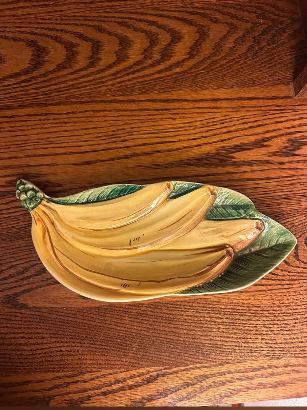 Vintage Made in Italy Ceramic Banana Leaf Fruit Plate Platter Italian